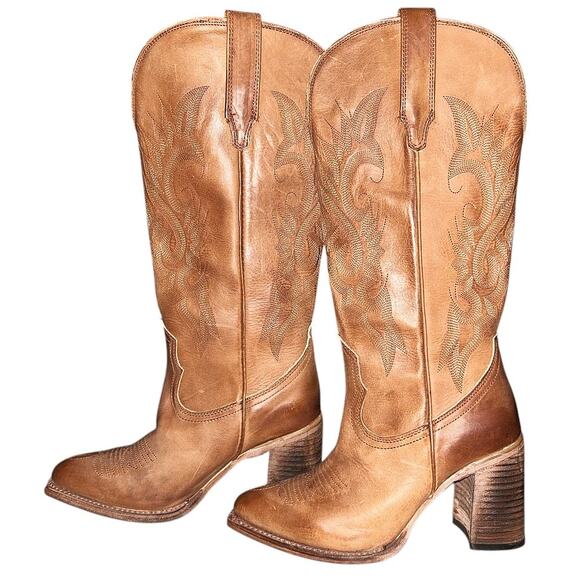 NWOB Freebird Jackson Leather Tan Western Cowgirl Boots Size 8 - Picture 1 of 7
